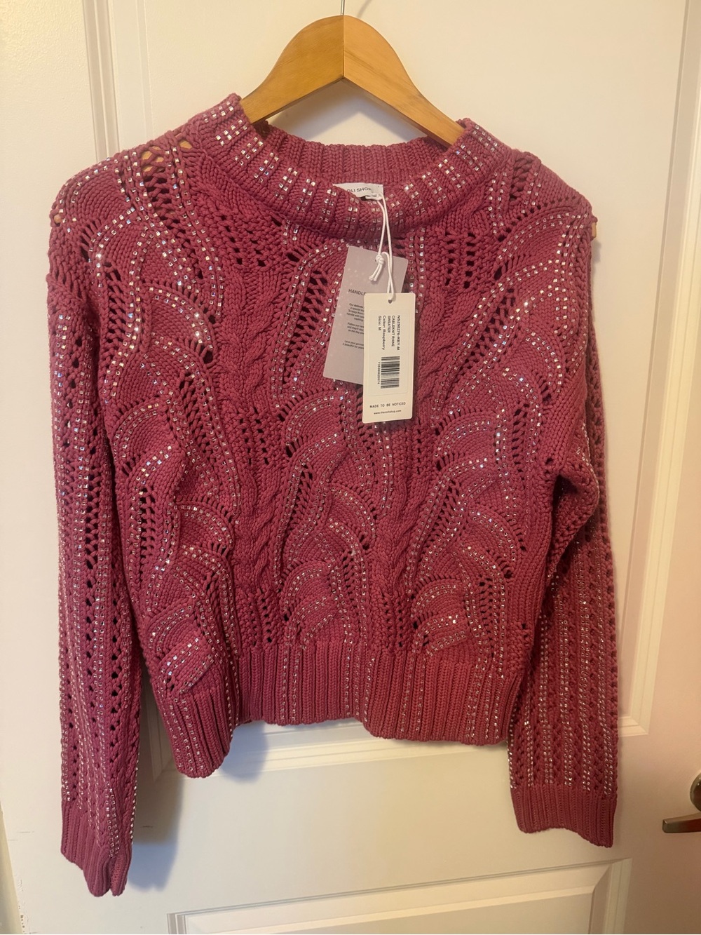 Noli Open-Knit Sweater w rhinestones. $198 retail. NWT